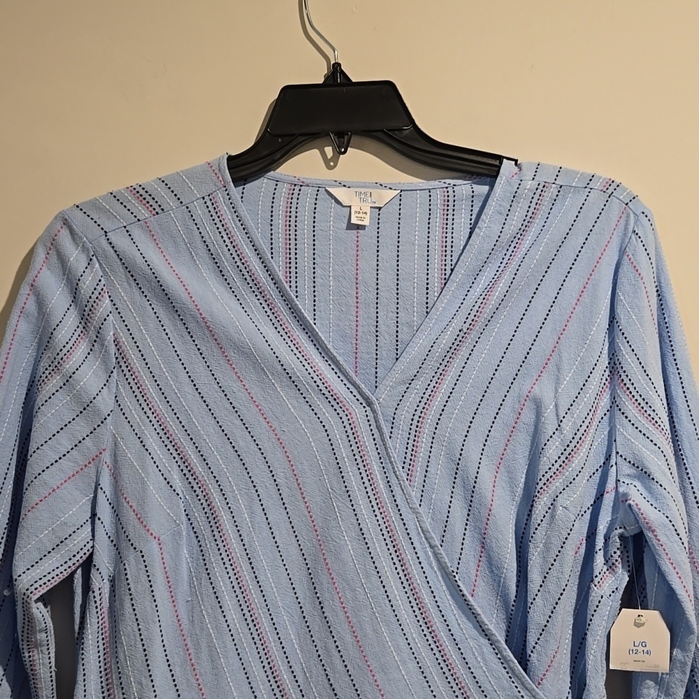 Time and Tru blue pink black white top. Size large. NWT. - Picture 2 of 7